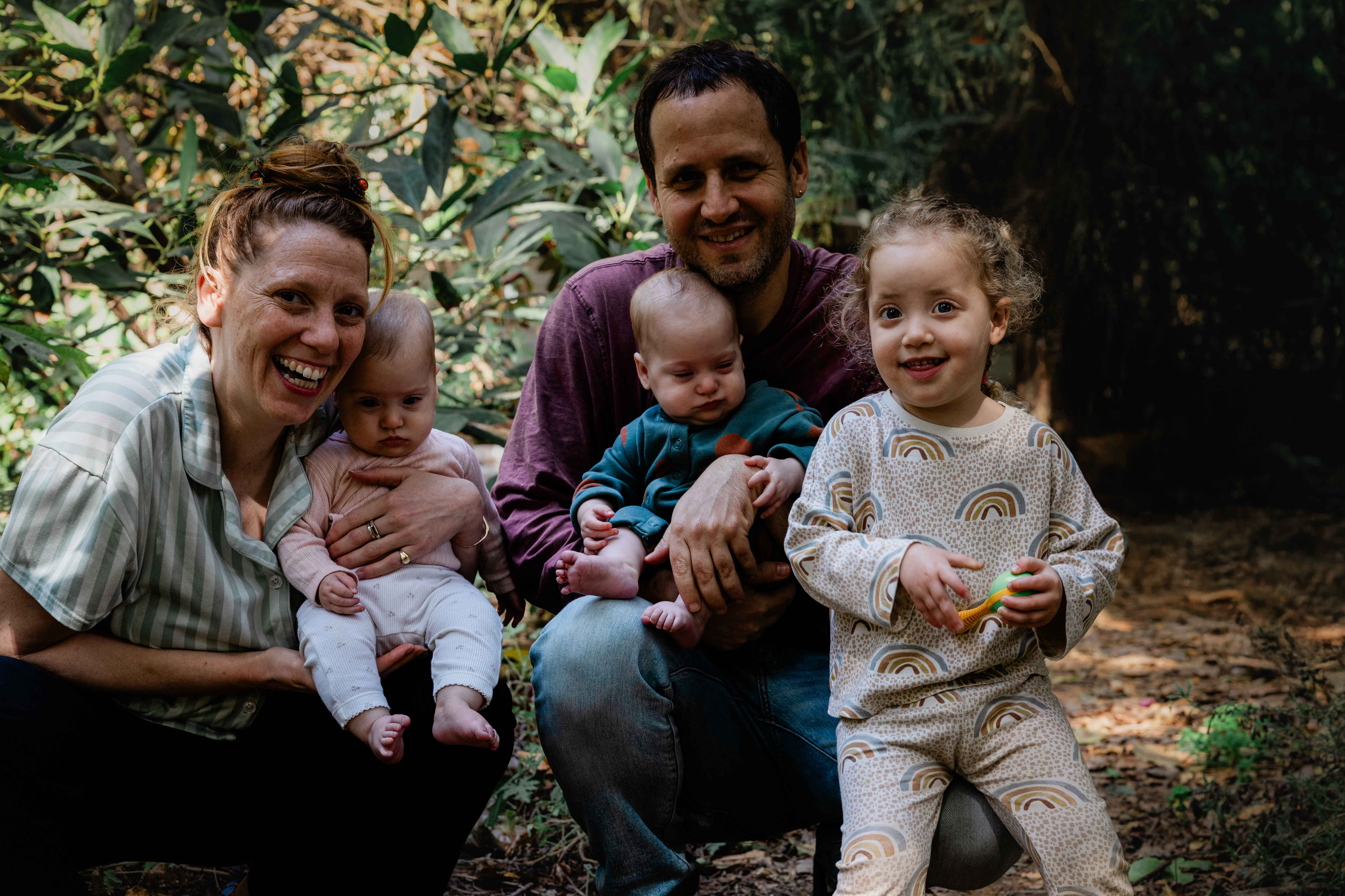 Yoav Barak with his wife and three daughters outdoors